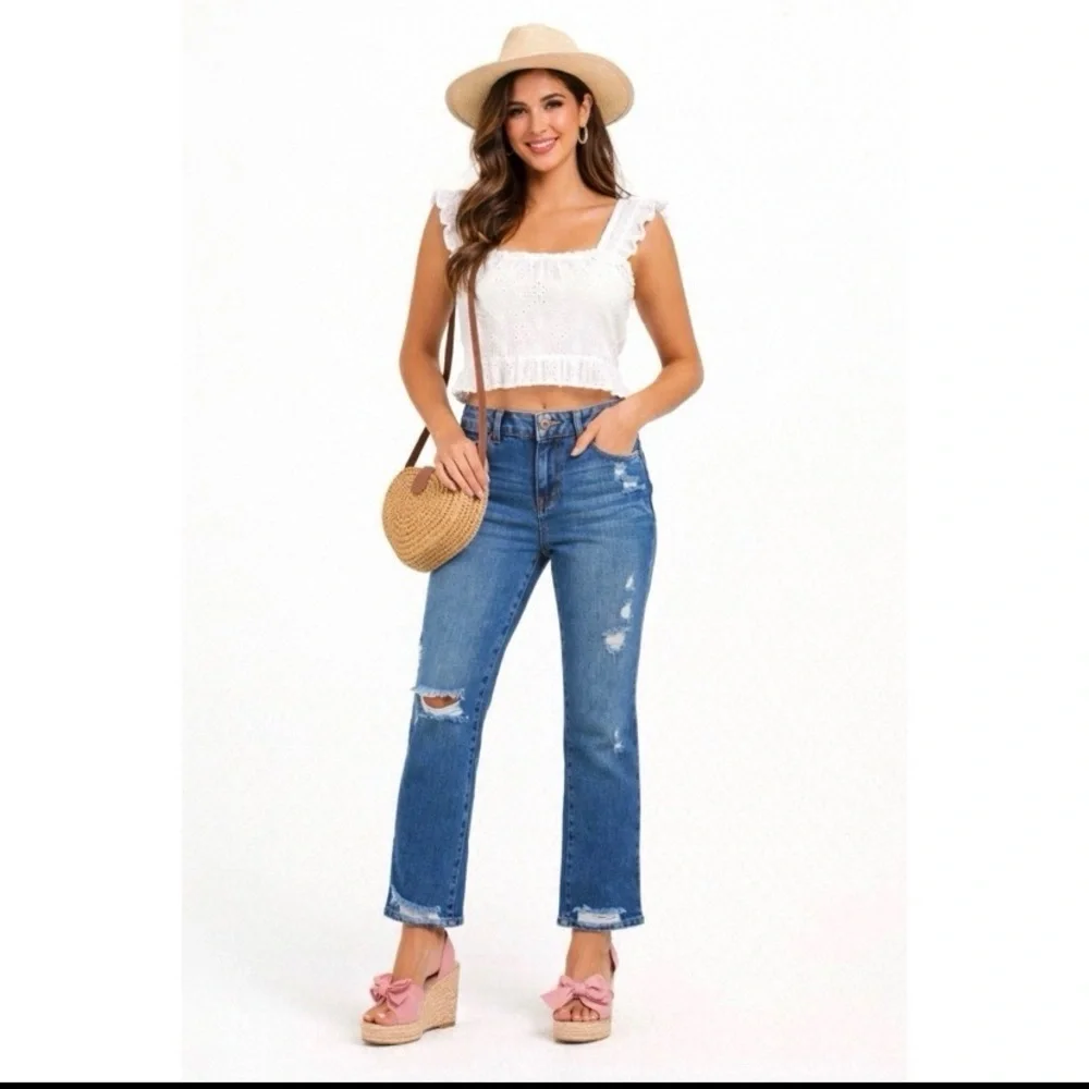 1822 DENIM Ripped Straight Leg Relaxed Jeans - Picture 2 of 12